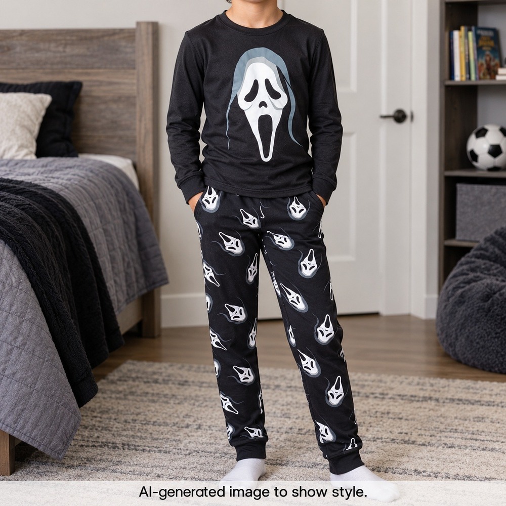 Ghost Face Kids Pajama Set XL Scream Halloween Black Long Sleeve Horror Movie